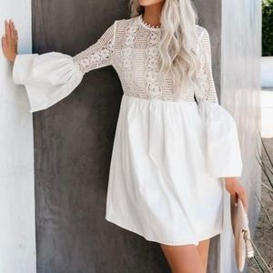 Vici cotton lace bell sleeve dress